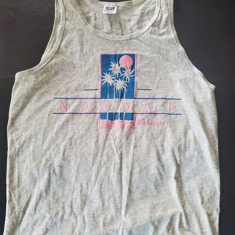 Vintage 1980s-1990s Gray Nassau Bahamas Graphic Tank Top